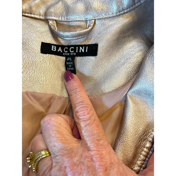 Baccini Rose Gold Faux Leather Metallic Jacket - PL - Picture 8 of 13